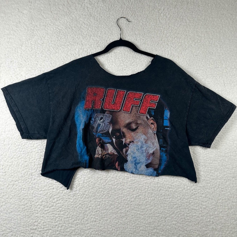 DMX Ruff Ryders Graphic T-Shirt Custom Reworked Crop Top Black Hip Hop L Grunge